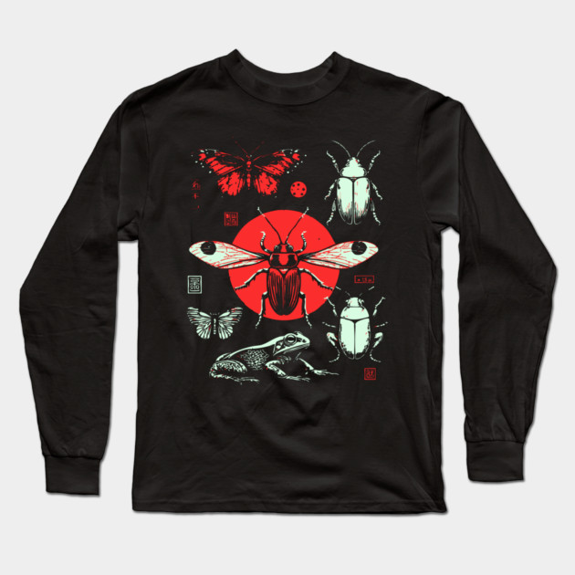 Ukiyo-e Insect Collection - Retro Japanese Entomology Art Long Sleeve T-Shirt by TuncGK