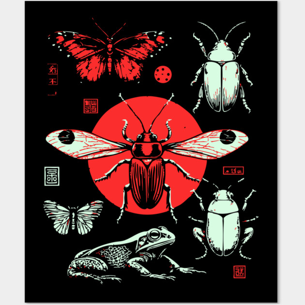Ukiyo-e Insect Collection - Retro Japanese Entomology Art Wall Art by TuncGK