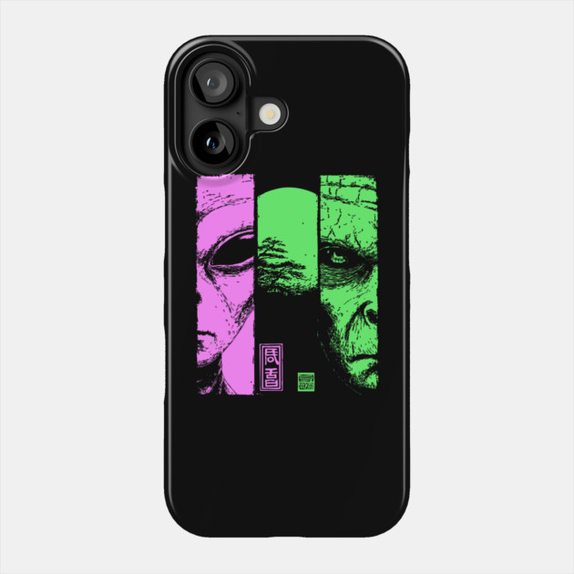 Alien vs Zombie - Retro Sci-Fi Horror Split Portrait Phone Case by TuncGK