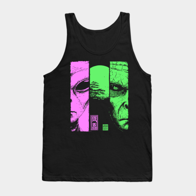 Alien vs Zombie - Retro Sci-Fi Horror Split Portrait Tank Top by TuncGK