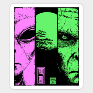 Alien vs Zombie - Retro Sci-Fi Horror Split Portrait Magnet