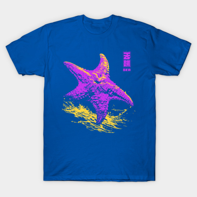 Vaporwave Starfish - Retro Neon Ocean Aesthetic T-Shirt by TuncGK