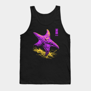 Vaporwave Starfish - Retro Neon Ocean Aesthetic Tank Top