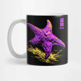 Vaporwave Starfish - Retro Neon Ocean Aesthetic Mug