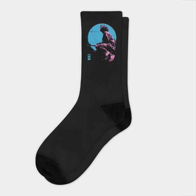 Lofi Moon Guitarist - Vaporwave Chillhop Aesthetic Socks by TuncGK