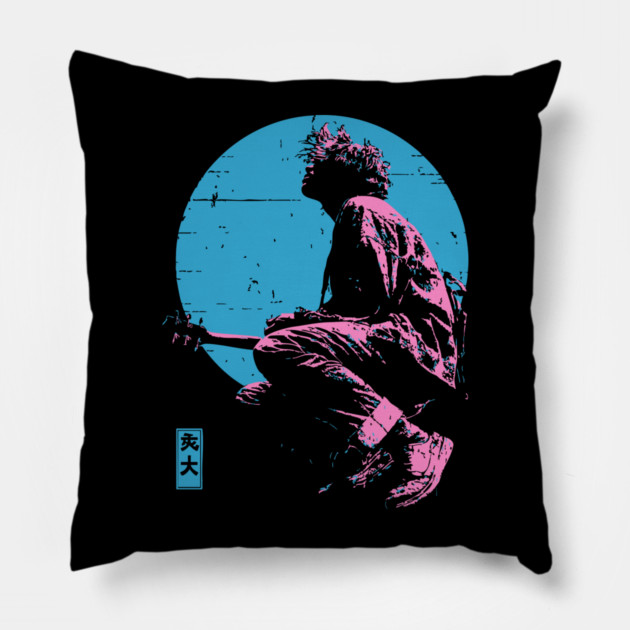 Lofi Moon Guitarist - Vaporwave Chillhop Aesthetic Pillow by TuncGK