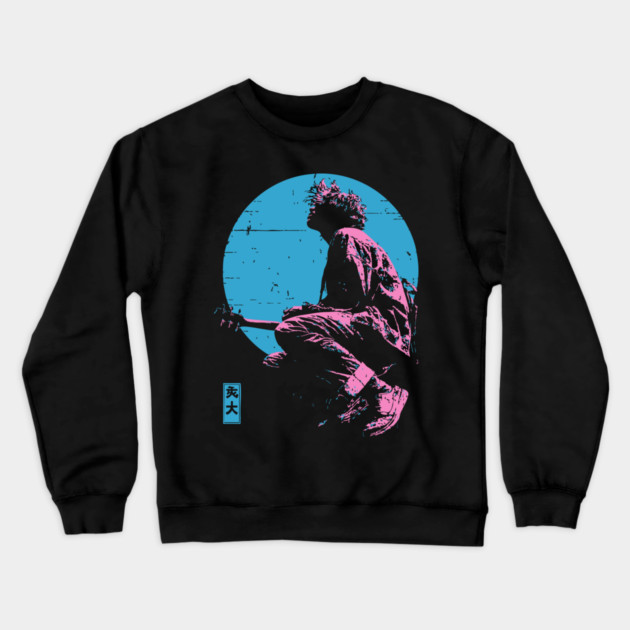 Lofi Moon Guitarist - Vaporwave Chillhop Aesthetic Crewneck Sweatshirt by TuncGK