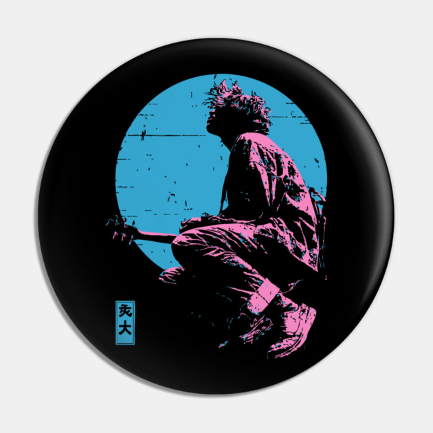 Lofi Moon Guitarist - Vaporwave Chillhop Aesthetic Pin by TuncGK