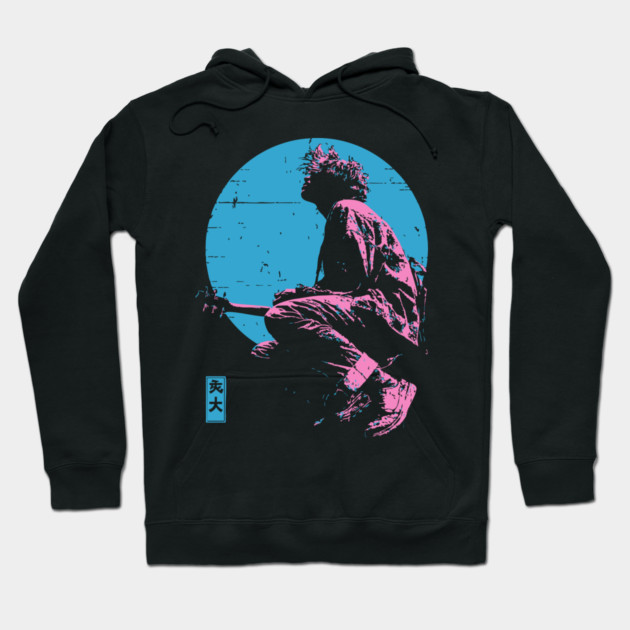 Lofi Moon Guitarist - Vaporwave Chillhop Aesthetic Hoodie by TuncGK