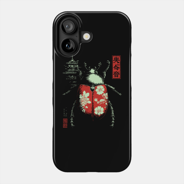 Kabutomushi - Japanese Rhinoceros Beetle Ukiyo-e Art Phone Case by TuncGK