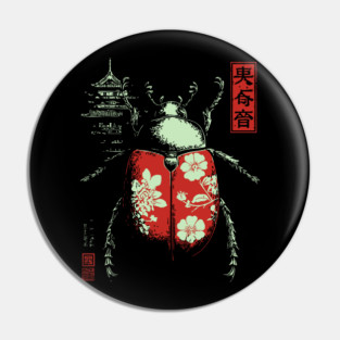 Kabutomushi - Japanese Rhinoceros Beetle Ukiyo-e Art Pin