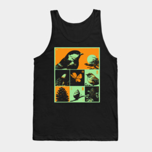 Japanese Nature Study - Ukiyo-e Bird and Frog Art Tank Top