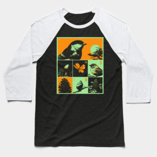 Japanese Nature Study - Ukiyo-e Bird and Frog Art Baseball T-Shirt