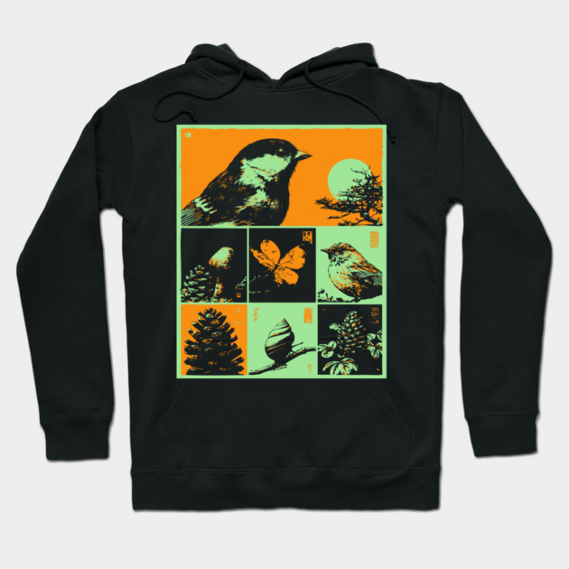Japanese Nature Study - Ukiyo-e Bird and Frog Art Hoodie by TuncGK