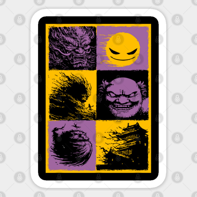 Yokai Demons - Japanese Oni and Hannya Mask Collage Sticker by TuncGK