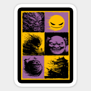 Yokai Demons - Japanese Oni and Hannya Mask Collage Magnet