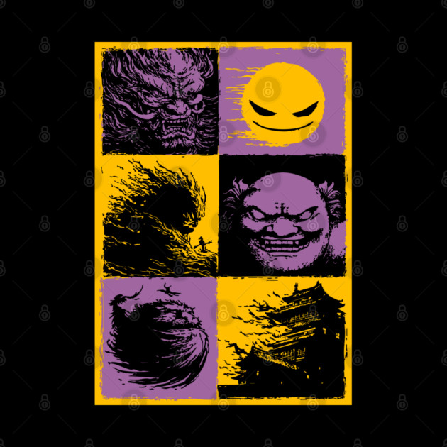 Yokai Demons - Japanese Oni and Hannya Mask Collage by TuncGK