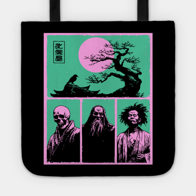 Zen Masters Memento Mori - Ukiyo-e Bushido Philosophy Tote by TuncGK