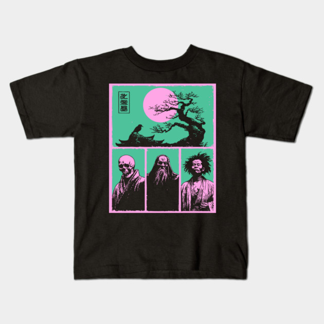 Zen Masters Memento Mori - Ukiyo-e Bushido Philosophy Kids T-Shirt by TuncGK
