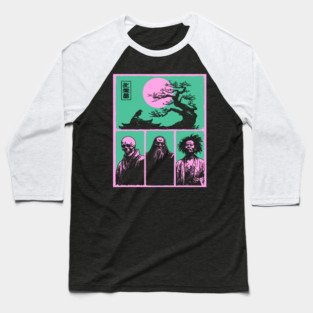 Zen Masters Memento Mori - Ukiyo-e Bushido Philosophy Baseball T-Shirt