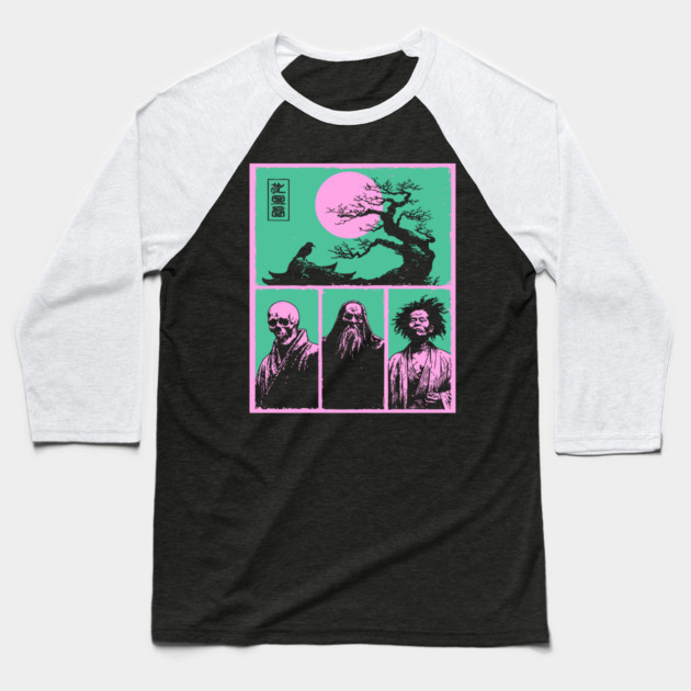Zen Masters Memento Mori - Ukiyo-e Bushido Philosophy Baseball T-Shirt by TuncGK