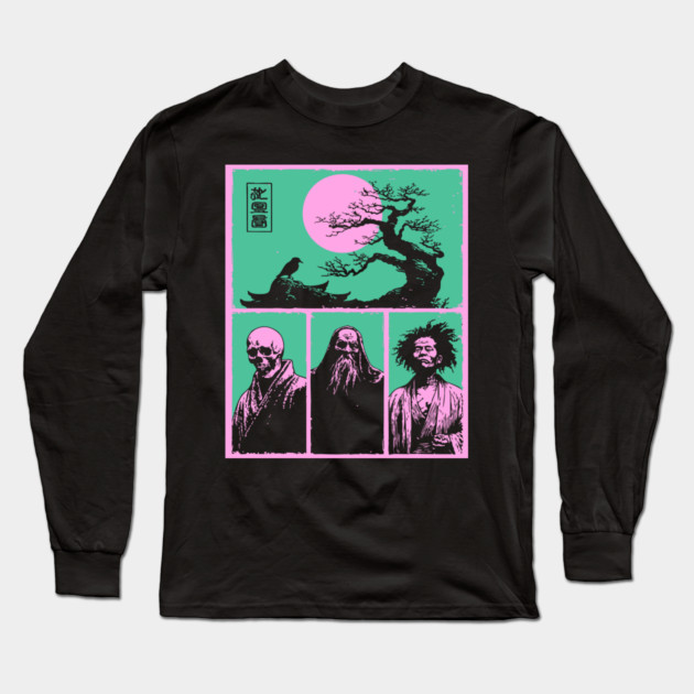 Zen Masters Memento Mori - Ukiyo-e Bushido Philosophy Long Sleeve T-Shirt by TuncGK