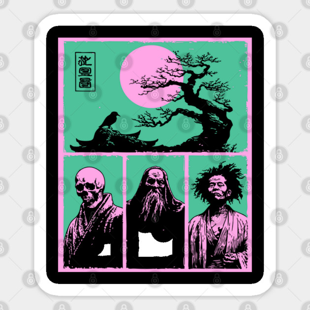 Zen Masters Memento Mori - Ukiyo-e Bushido Philosophy Sticker by TuncGK