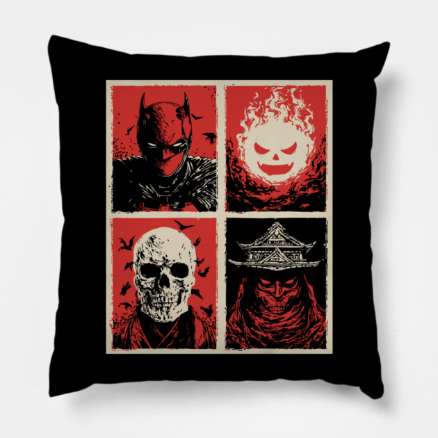 Gothic Vigilante & Ninja Horror - Retro Comic Book Art Pillow by TuncGK