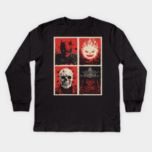Gothic Vigilante & Ninja Horror - Retro Comic Book Art Kids Long Sleeve T-Shirt