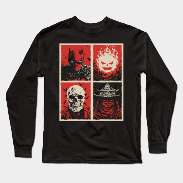 Gothic Vigilante & Ninja Horror - Retro Comic Book Art Long Sleeve T-Shirt by TuncGK