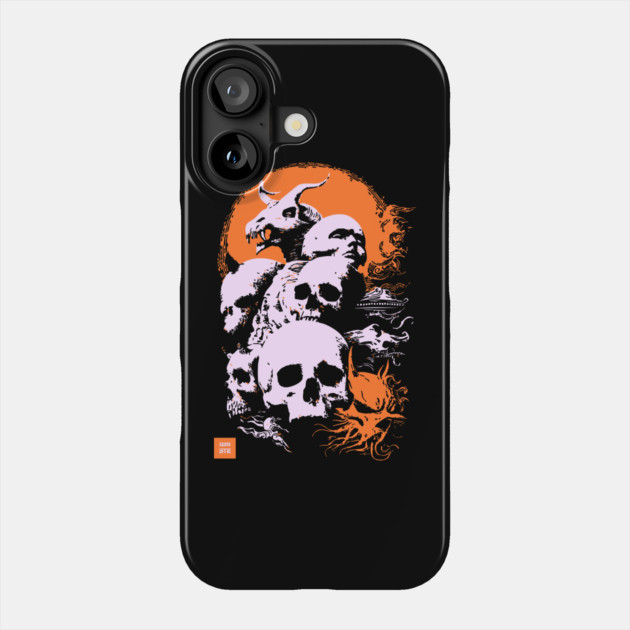 Pile of Skulls - Retro Dark Fantasy & Gothic Art Phone Case by TuncGK