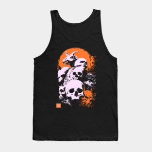 Pile of Skulls - Retro Dark Fantasy & Gothic Art Tank Top