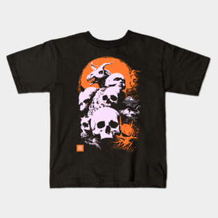 Pile of Skulls - Retro Dark Fantasy & Gothic Art Kids T-Shirt