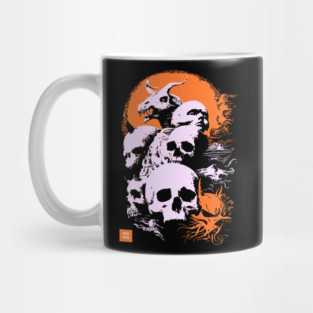 Pile of Skulls - Retro Dark Fantasy & Gothic Art Mug
