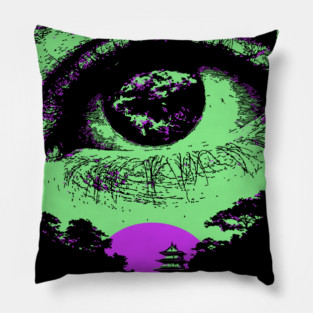 Psychedelic Eye - Retro Vaporwave All Seeing Eye Pillow