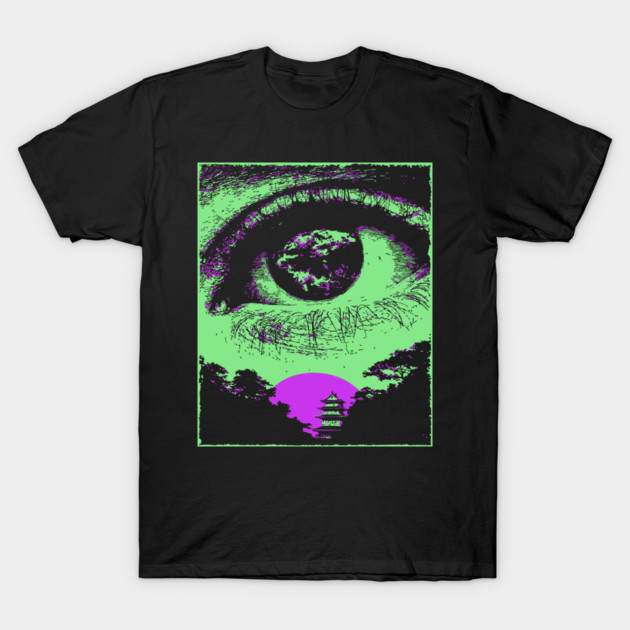 Psychedelic Eye - Retro Vaporwave All Seeing Eye T-Shirt by TuncGK