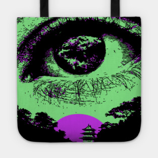 Psychedelic Eye - Retro Vaporwave All Seeing Eye Tote