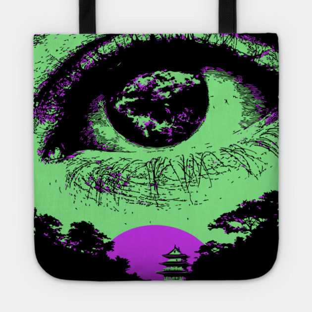 Psychedelic Eye - Retro Vaporwave All Seeing Eye Tote by TuncGK