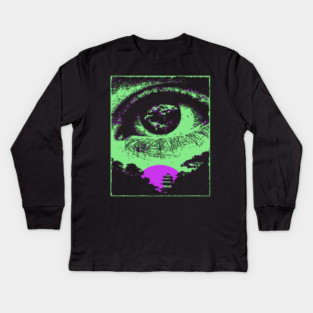 Psychedelic Eye - Retro Vaporwave All Seeing Eye Kids Long Sleeve T-Shirt