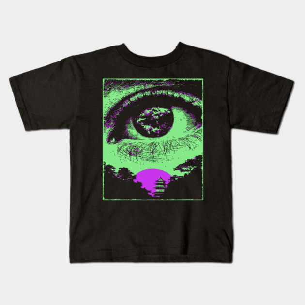Psychedelic Eye - Retro Vaporwave All Seeing Eye Kids T-Shirt by TuncGK