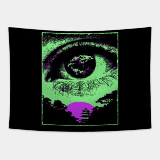 Psychedelic Eye - Retro Vaporwave All Seeing Eye Tapestry