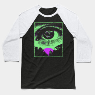 Psychedelic Eye - Retro Vaporwave All Seeing Eye Baseball T-Shirt
