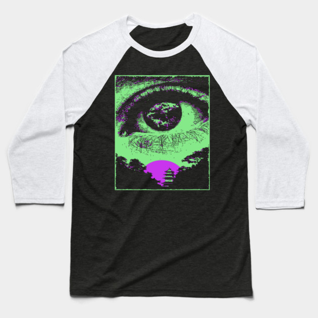 Psychedelic Eye - Retro Vaporwave All Seeing Eye Baseball T-Shirt by TuncGK