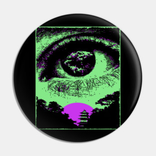 Psychedelic Eye - Retro Vaporwave All Seeing Eye Pin