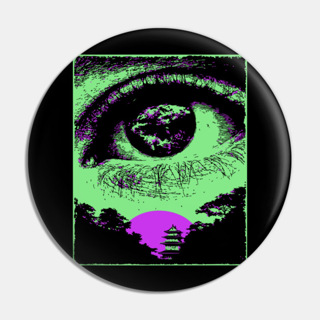 Psychedelic Eye - Retro Vaporwave All Seeing Eye Pin by TuncGK