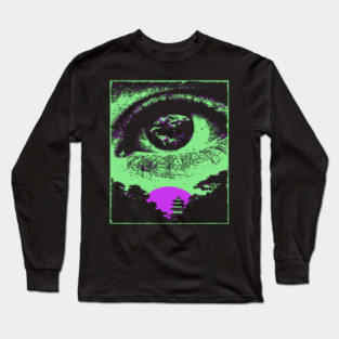 Psychedelic Eye - Retro Vaporwave All Seeing Eye Long Sleeve T-Shirt