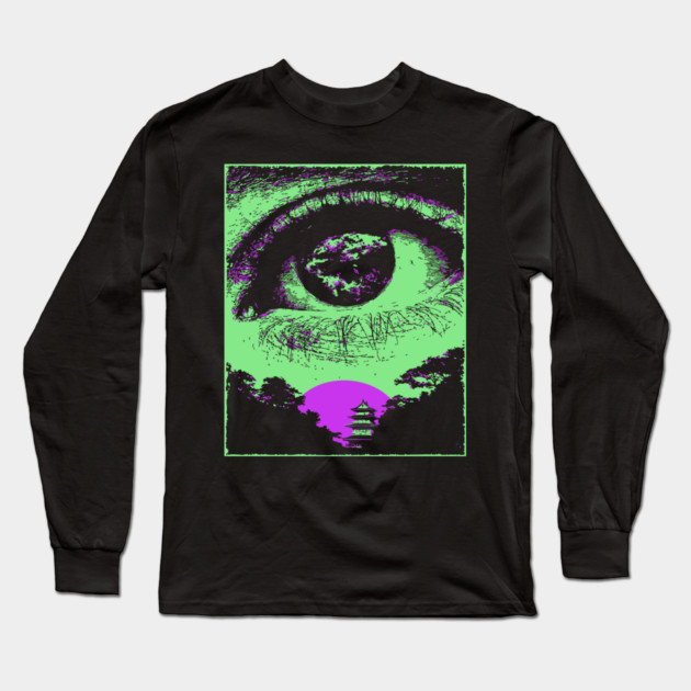 Psychedelic Eye - Retro Vaporwave All Seeing Eye Long Sleeve T-Shirt by TuncGK