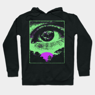 Psychedelic Eye - Retro Vaporwave All Seeing Eye Hoodie