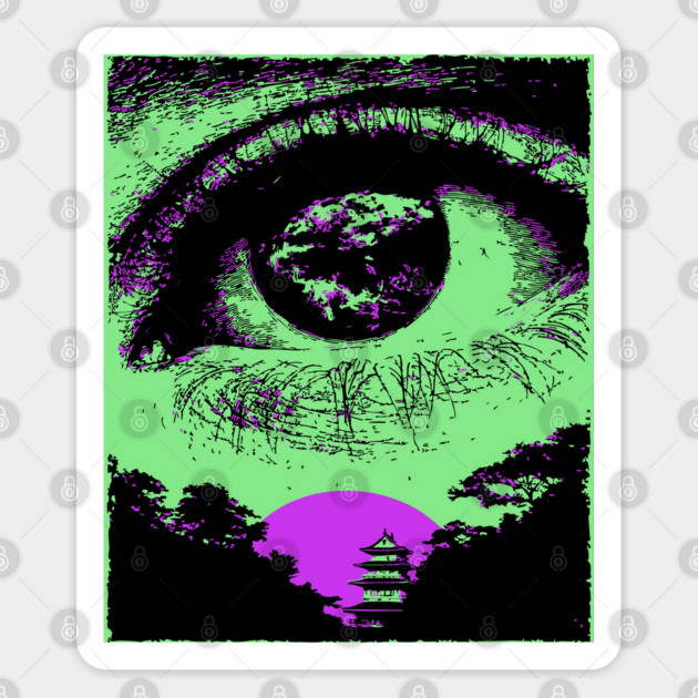 Psychedelic Eye - Retro Vaporwave All Seeing Eye Sticker by TuncGK
