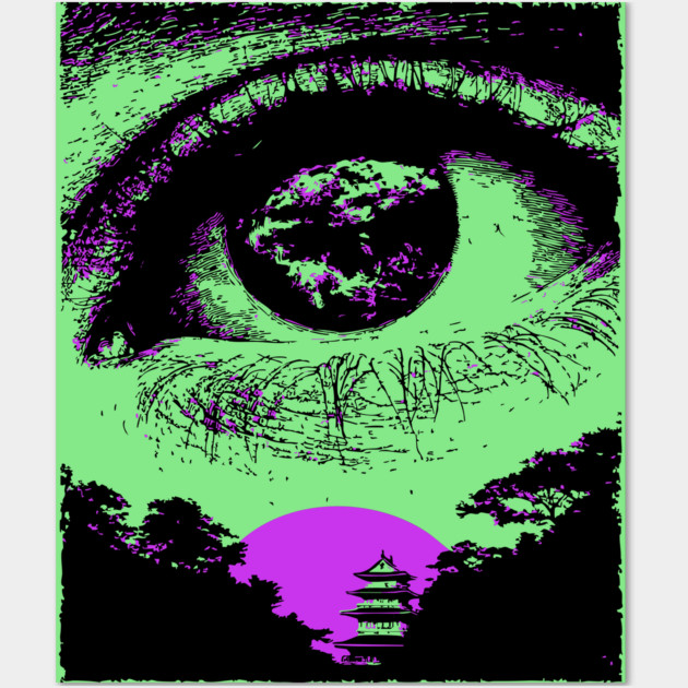 Psychedelic Eye - Retro Vaporwave All Seeing Eye Wall Art by TuncGK